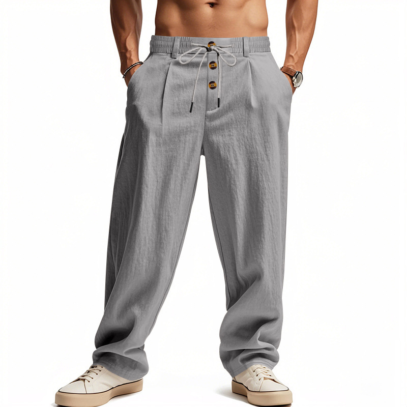 para hombre de lino Relaxed Straight-Leg pantalón