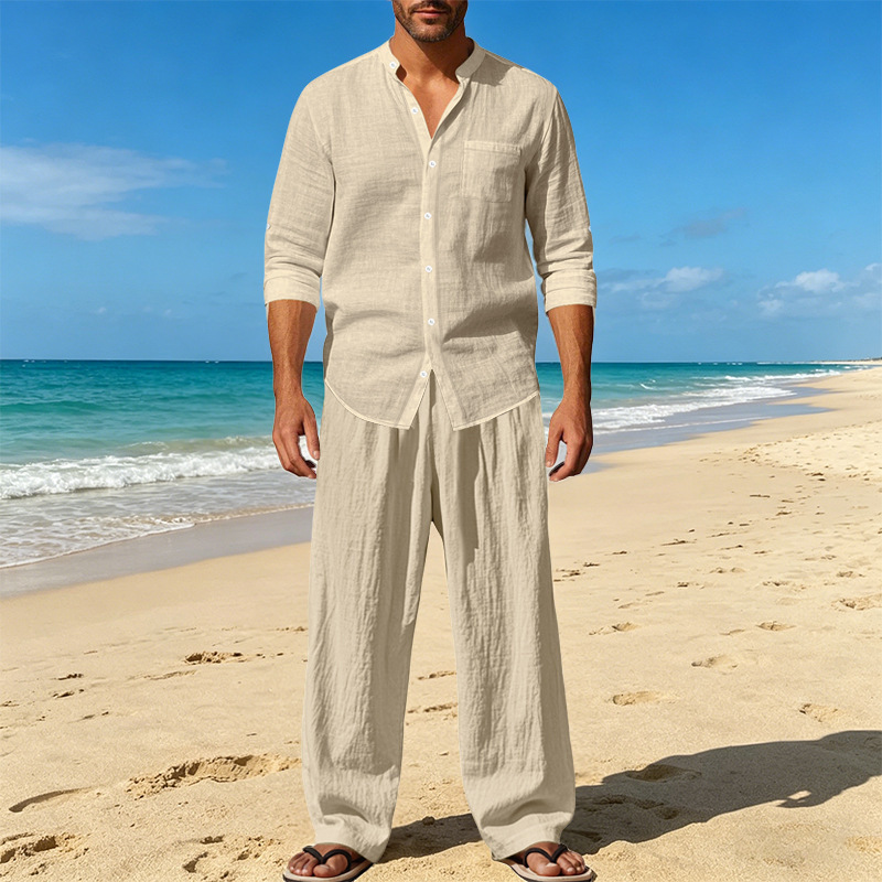 para hombre de lino camisa & pantalón Set