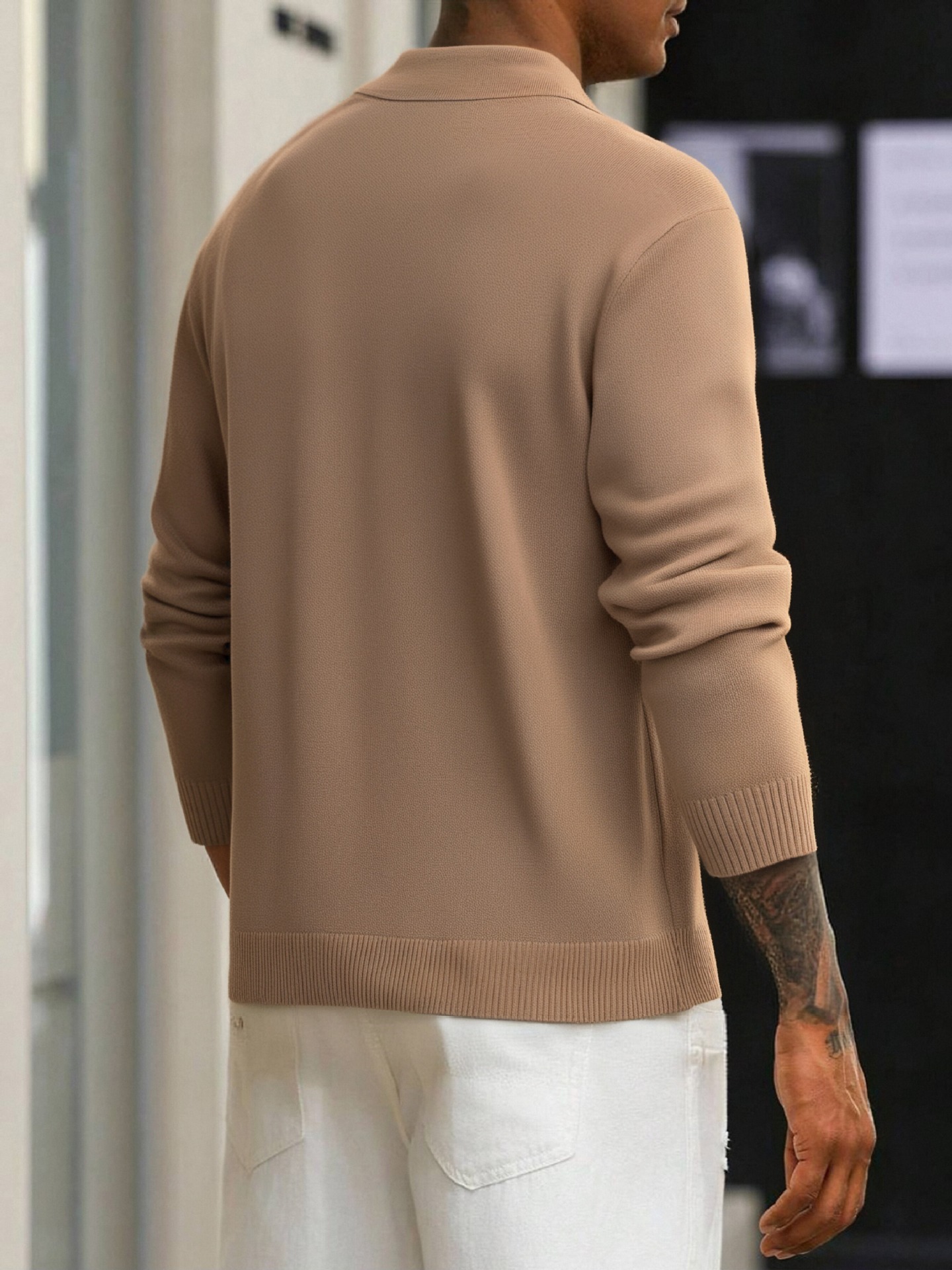 Casual a cuadros Round Neck tejido Sweater para hombre