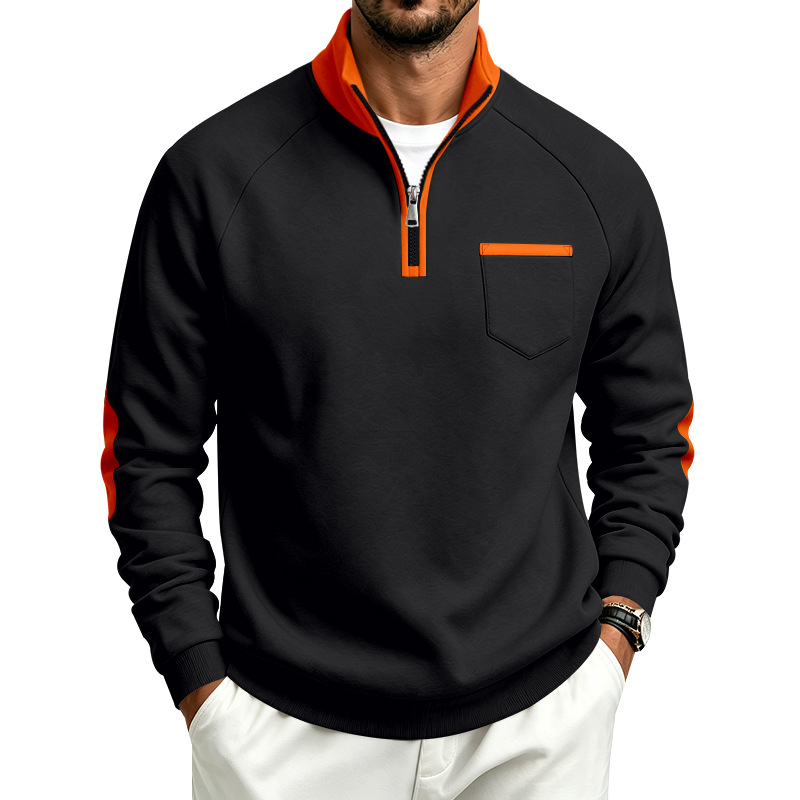 para hombre Fleece-Lined Half-Zip Sweacamiseta | Warm de manga larga Pullover