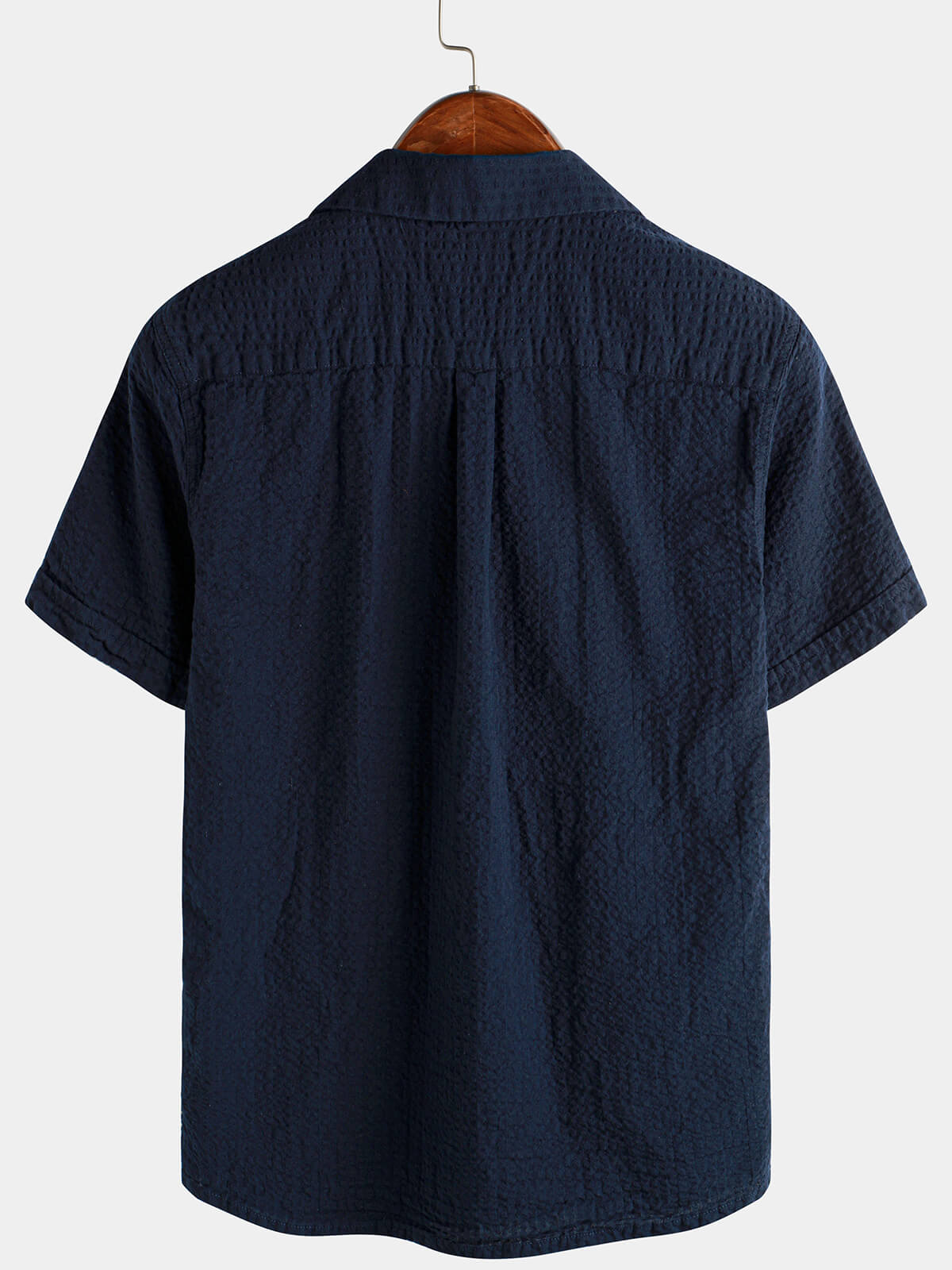 Camisa de algodón Pocket casual de color sólido Beach Summer Button Up de manga corta para hombre