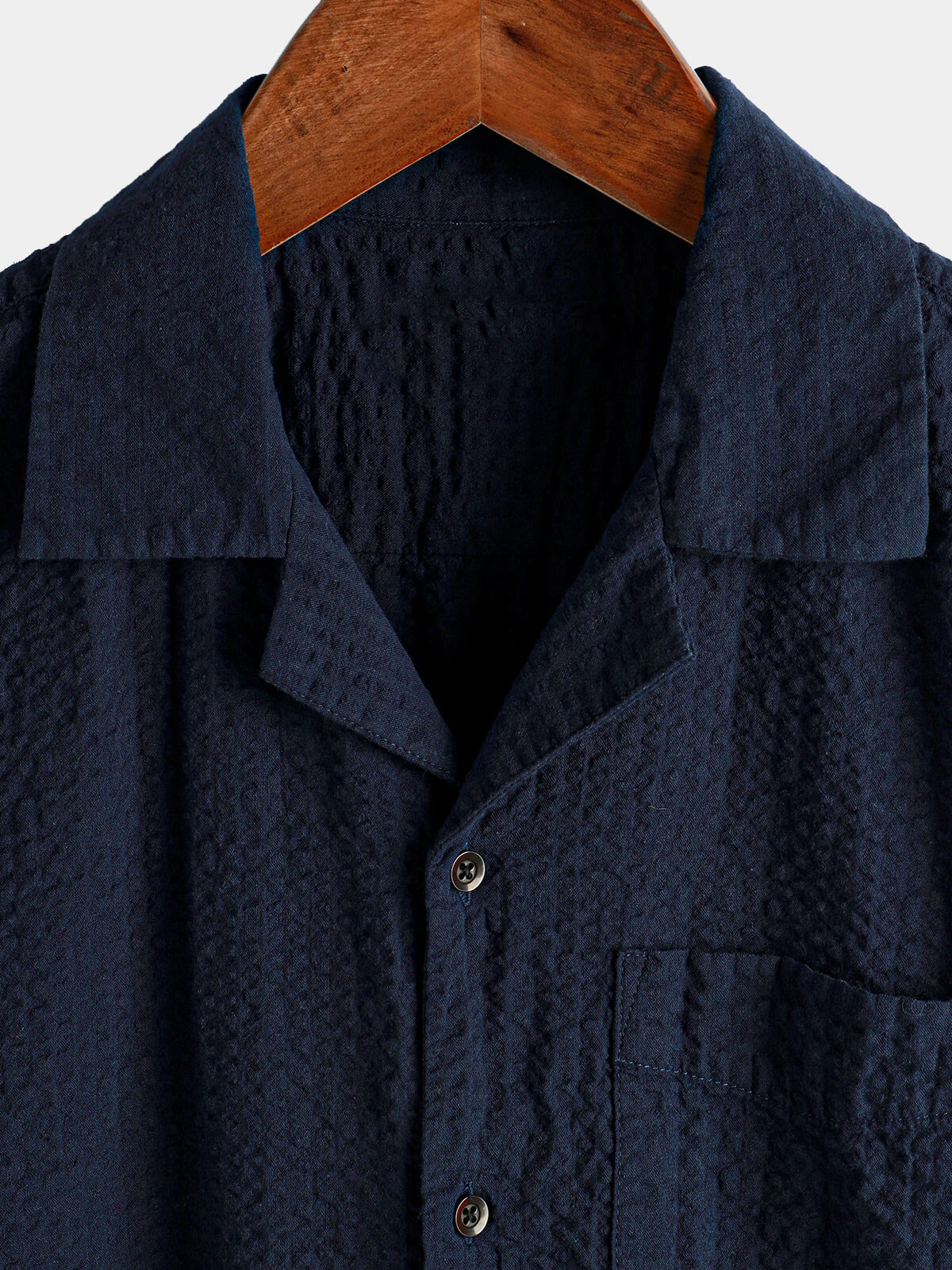Camisa de algodón Pocket casual de color sólido Beach Summer Button Up de manga corta para hombre