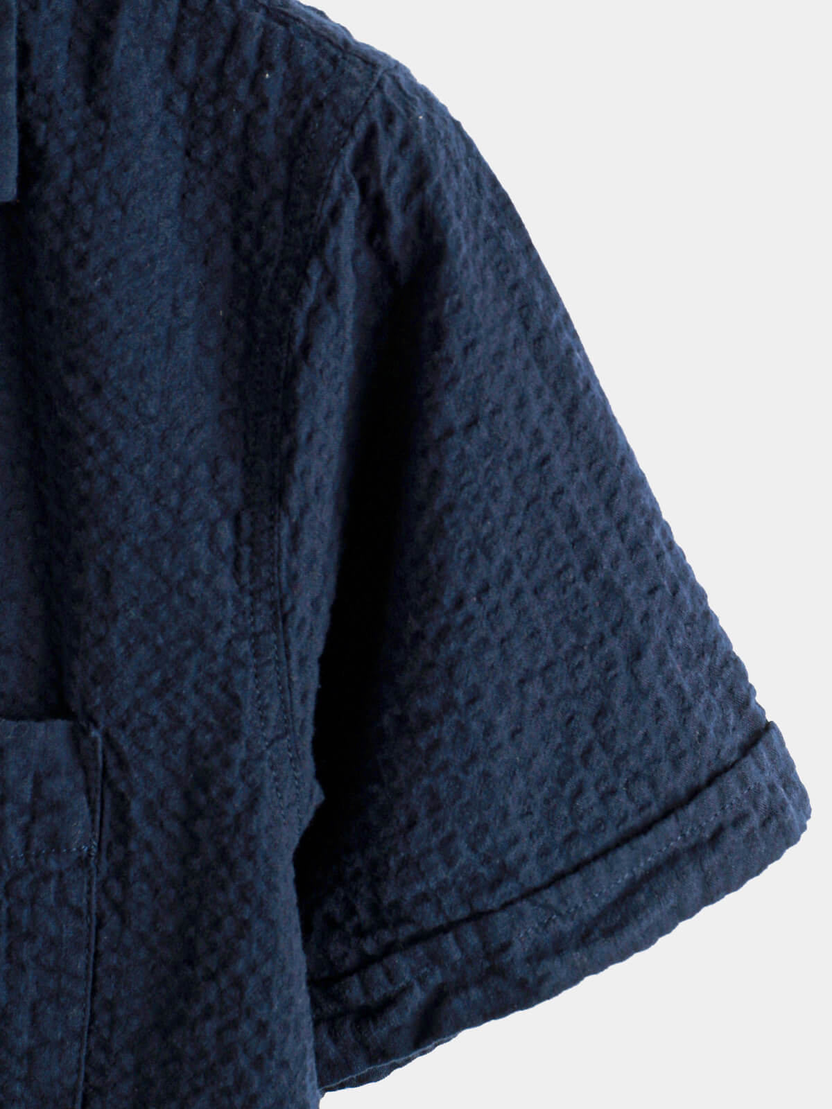 Camisa de algodón Pocket casual de color sólido Beach Summer Button Up de manga corta para hombre