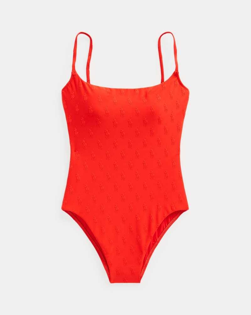 One Piece Swimsuits Ralph Lauren Allover Pony Mujer Bright Hibiscus | LKHPIQV-02 - vista 2