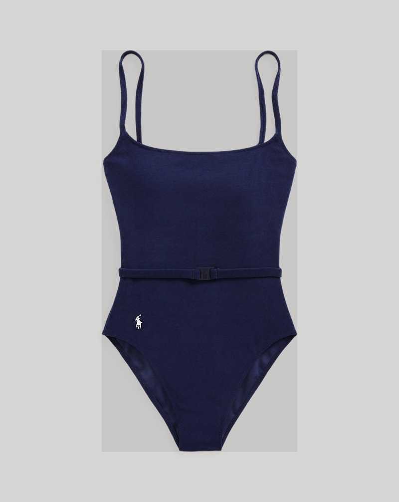 One Piece Swimsuits Ralph Lauren Belted Mujer Azul Marino | OYXPLQH-23 - vista 2