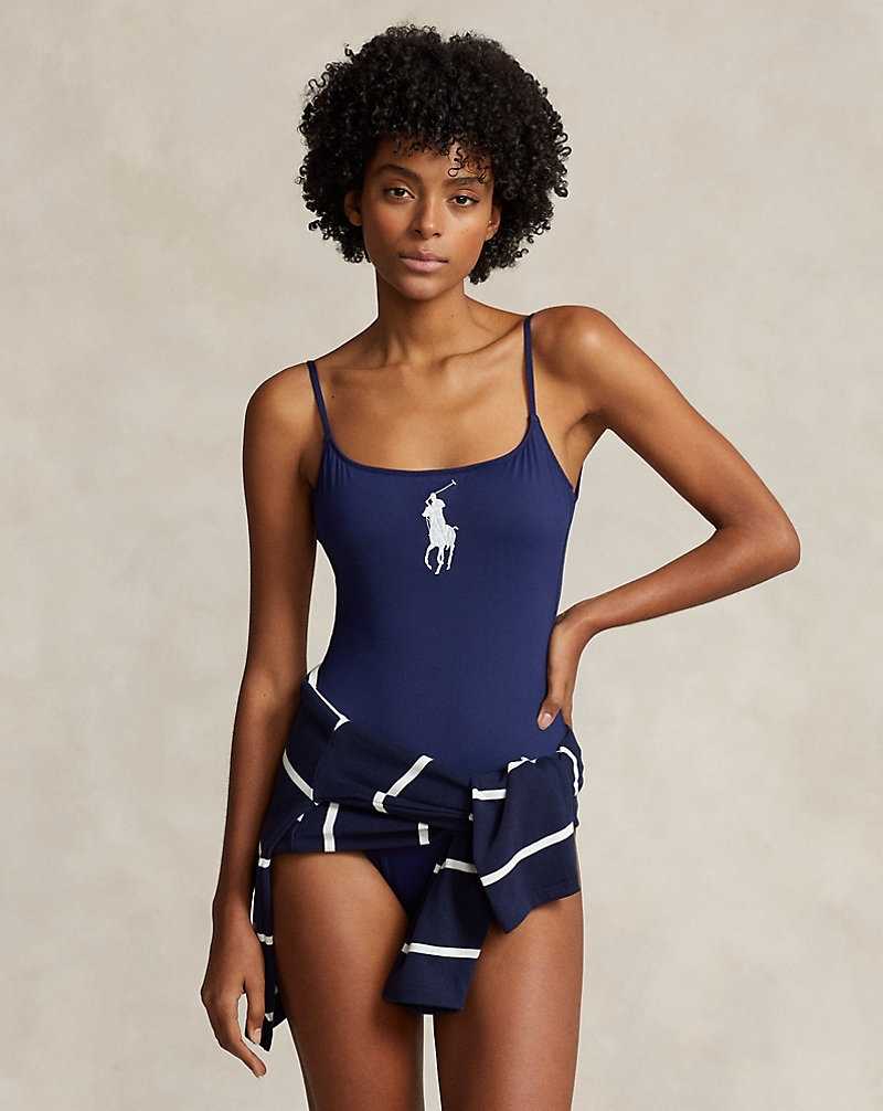 One Piece Swimsuits Ralph Lauren Big Pony Mujer Azul Marino | MEFUQBZ-87 - vista 1