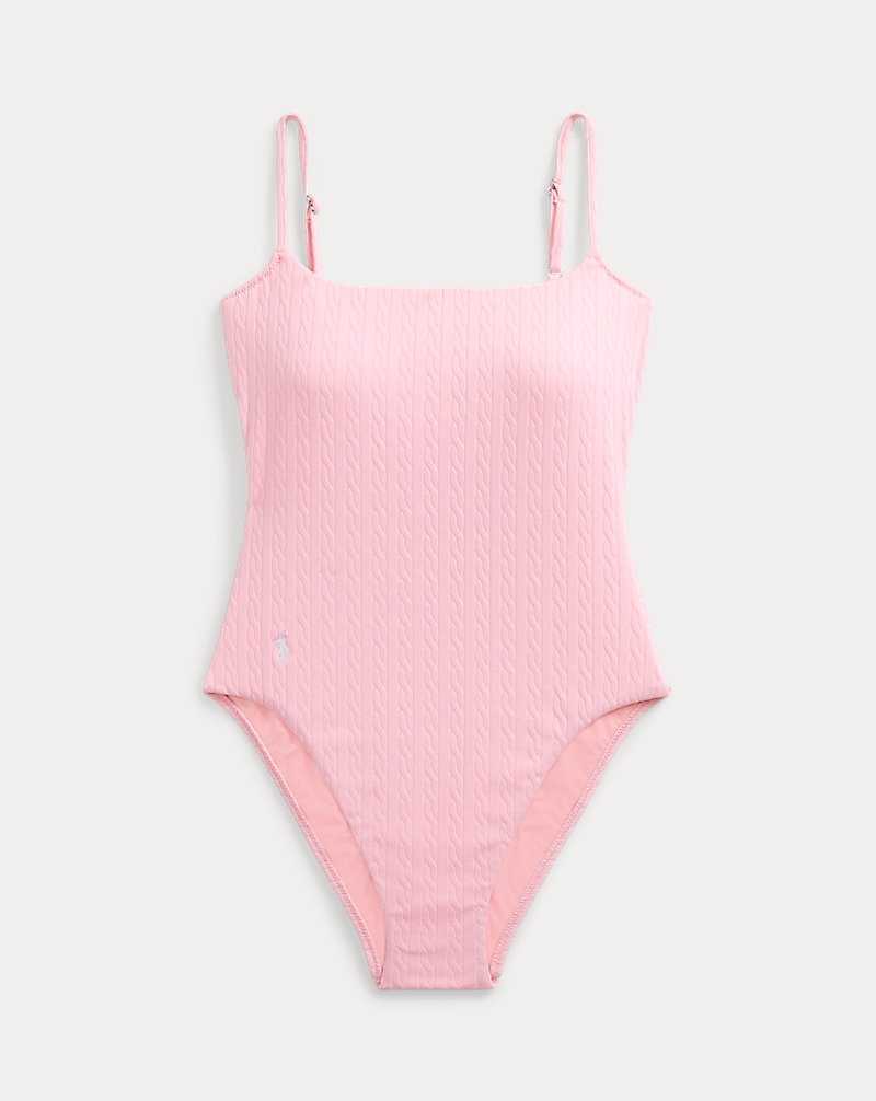 One Piece Swimsuits Ralph Lauren Cable Mujer Flamingo | FBQYDSZ-60 - vista 2
