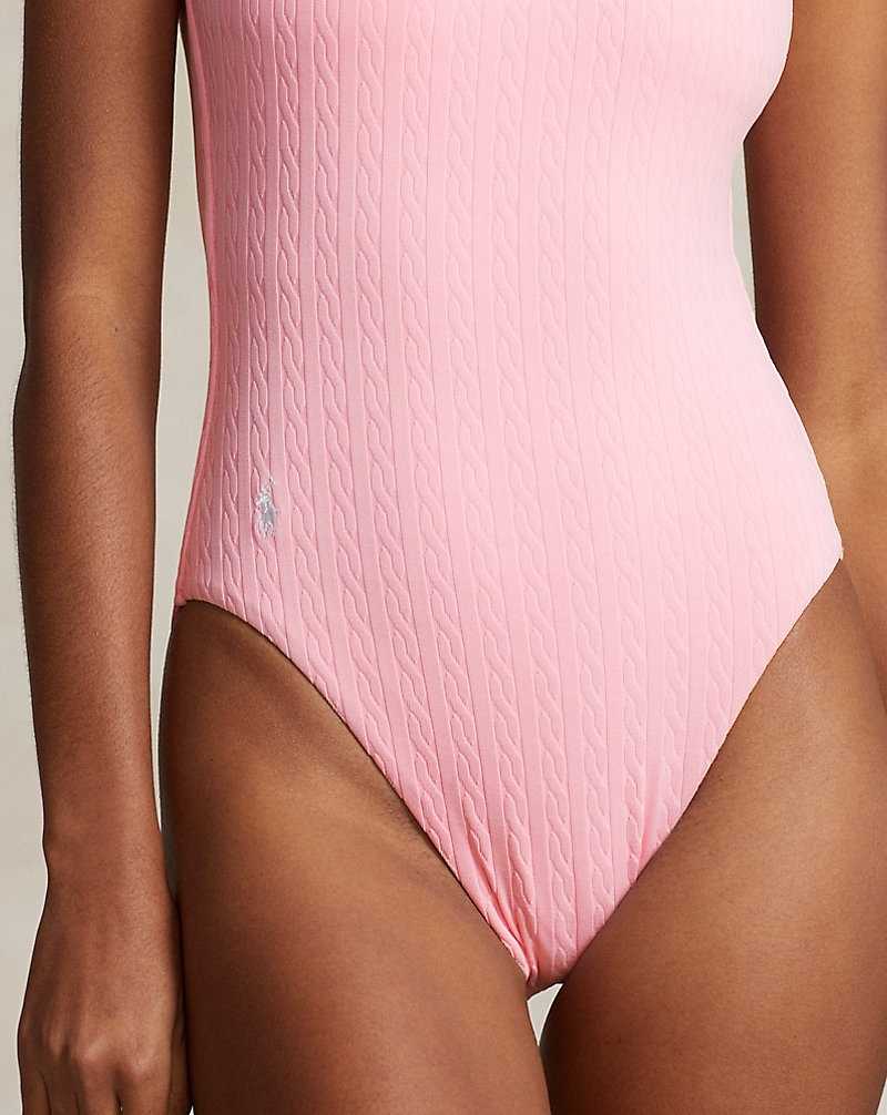 One Piece Swimsuits Ralph Lauren Cable Mujer Flamingo | FBQYDSZ-60 - vista 4