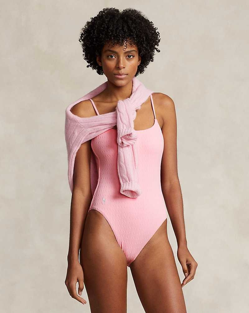 One Piece Swimsuits Ralph Lauren Cable Mujer Flamingo | FBQYDSZ-60 - vista 1