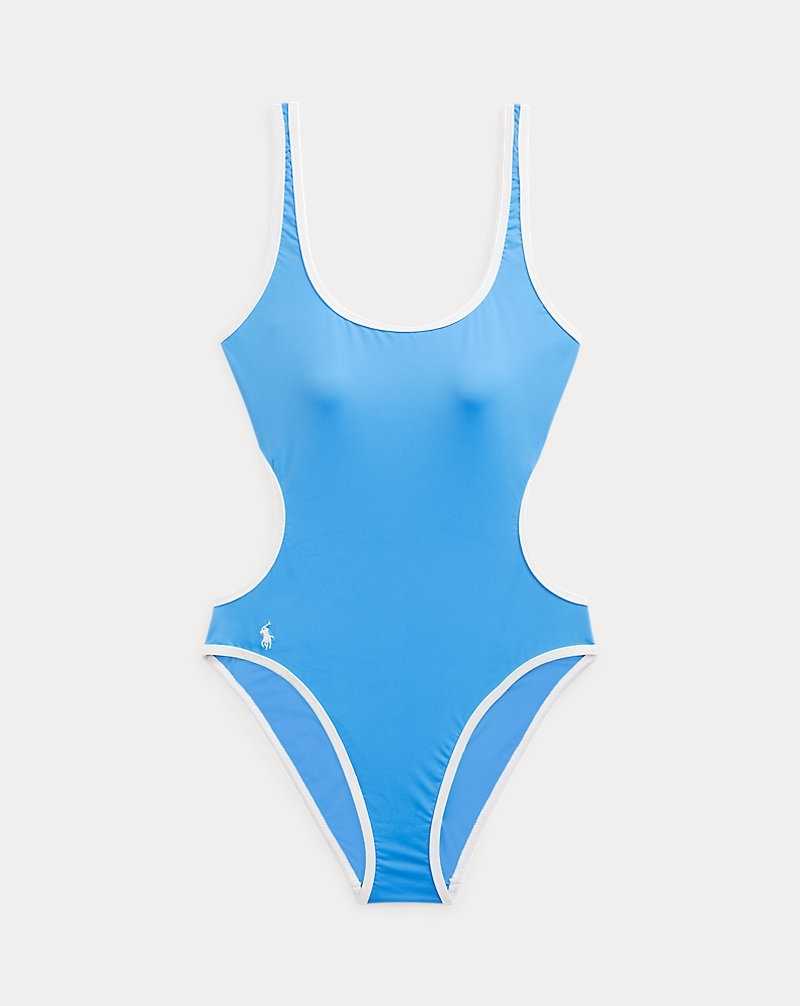 One Piece Swimsuits Ralph Lauren Contrast-Trim Cutout Mujer Azules Blancos | BLFOUAI-12 - vista 2