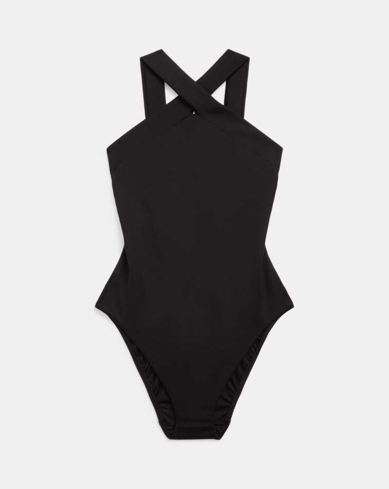 One Piece Swimsuits Ralph Lauren Crisscross High-Neck Mujer Negros | NLYQIBJ-39 - vista 2