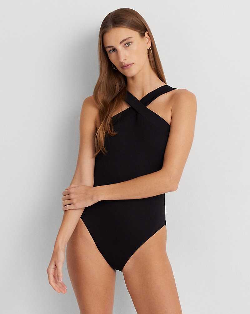 One Piece Swimsuits Ralph Lauren Crisscross High-Neck Mujer Negros | NLYQIBJ-39 - vista 1