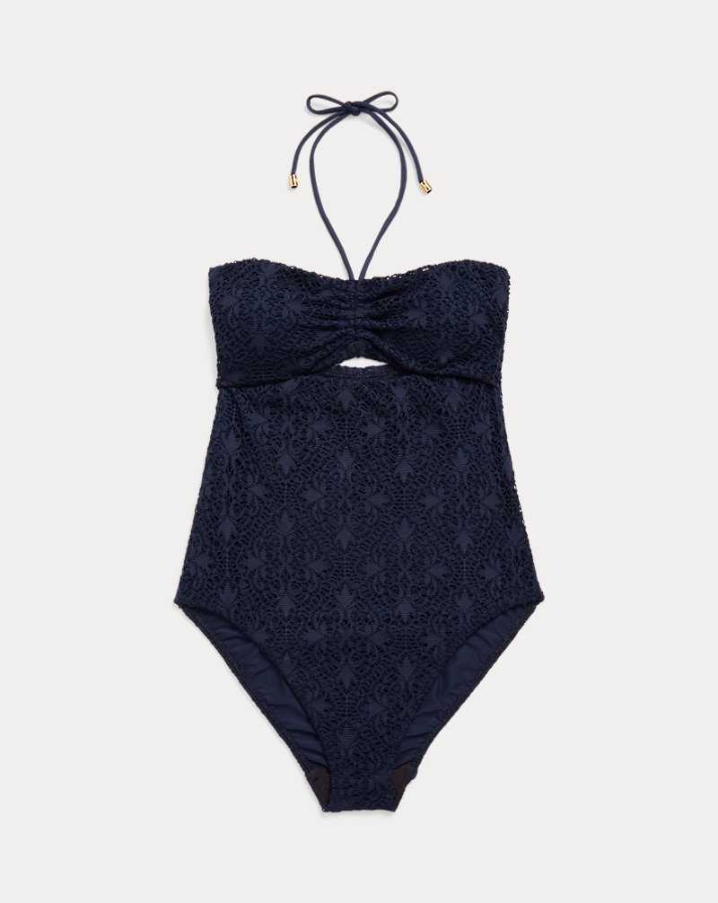 One Piece Swimsuits Ralph Lauren Crocheted Cutout Bandeau Mujer Azul Marino Oscuro | VTQUPNB-71 - vista 2