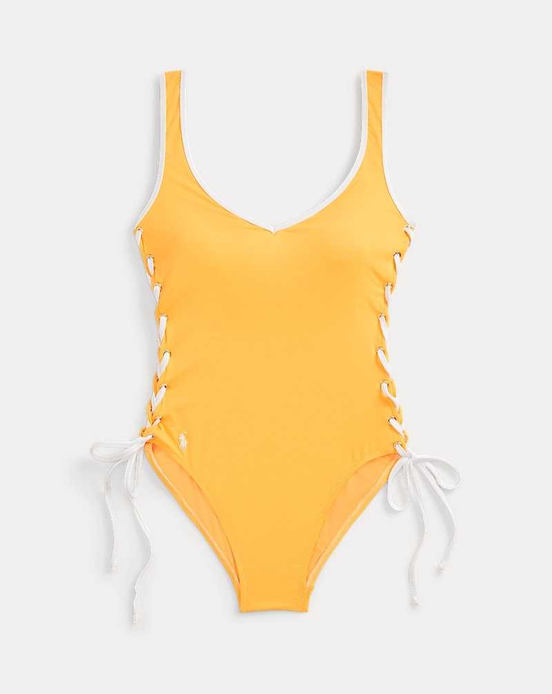 One Piece Swimsuits Ralph Lauren Lace-Up Mujer Sunflower | TWYOVCA-21 - vista 2