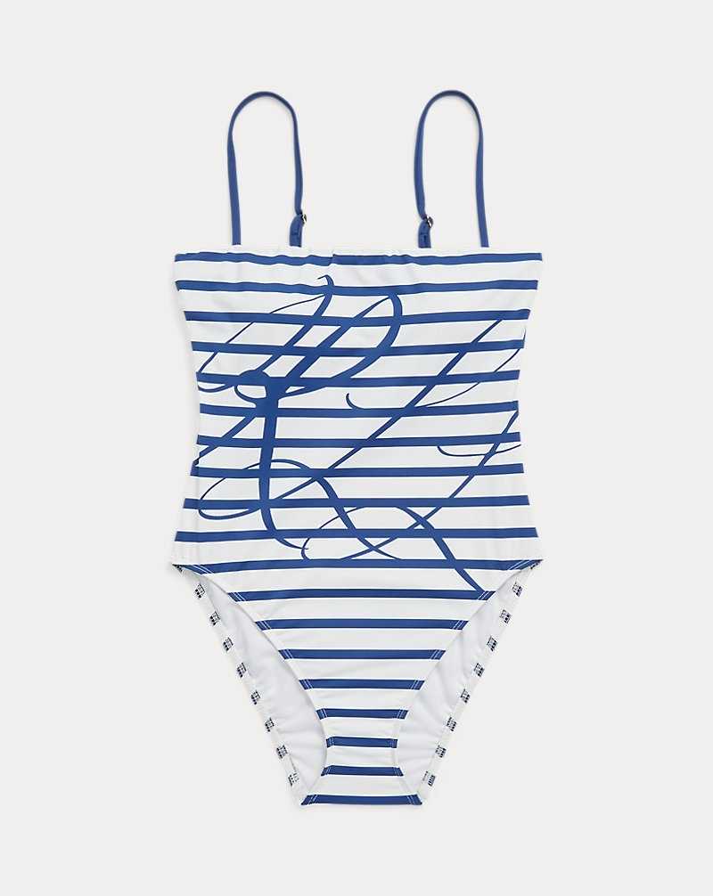 One Piece Swimsuits Ralph Lauren Logo Striped Square-Neck Mujer Multi | LXHQKID-72 - vista 2