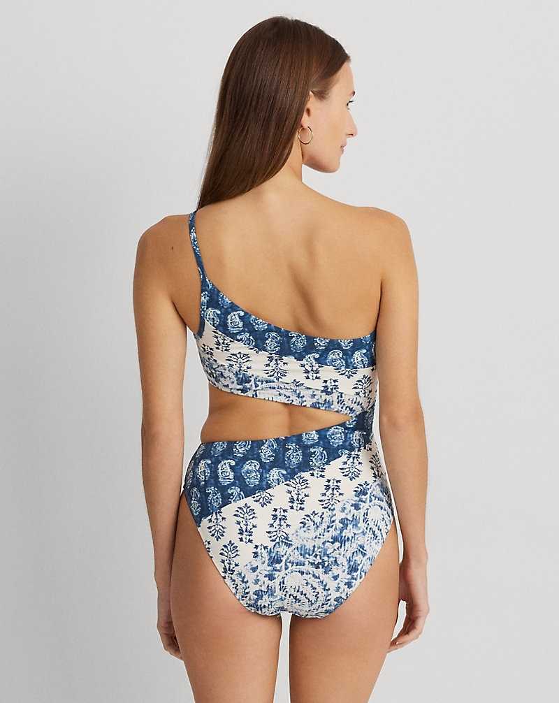 One Piece Swimsuits Ralph Lauren Print Cutout One-Shoulder Mujer Multi | IHKJQYU-23 - vista 3