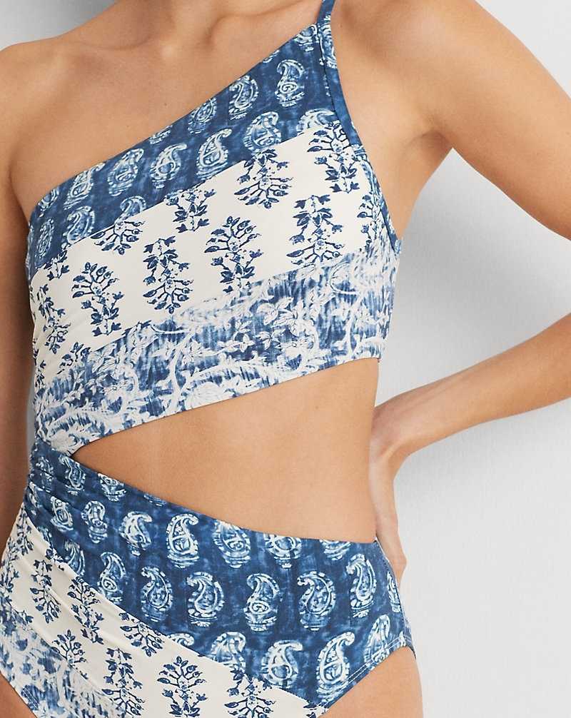 One Piece Swimsuits Ralph Lauren Print Cutout One-Shoulder Mujer Multi | IHKJQYU-23 - vista 4
