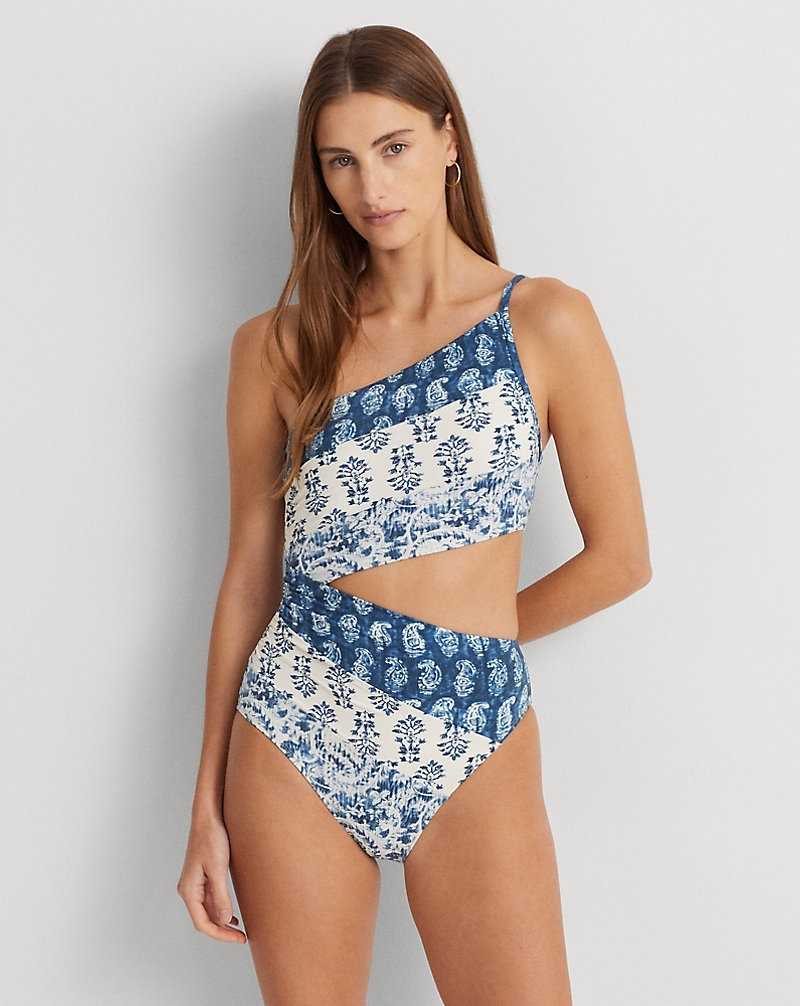 One Piece Swimsuits Ralph Lauren Print Cutout One-Shoulder Mujer Multi | IHKJQYU-23 - vista 1