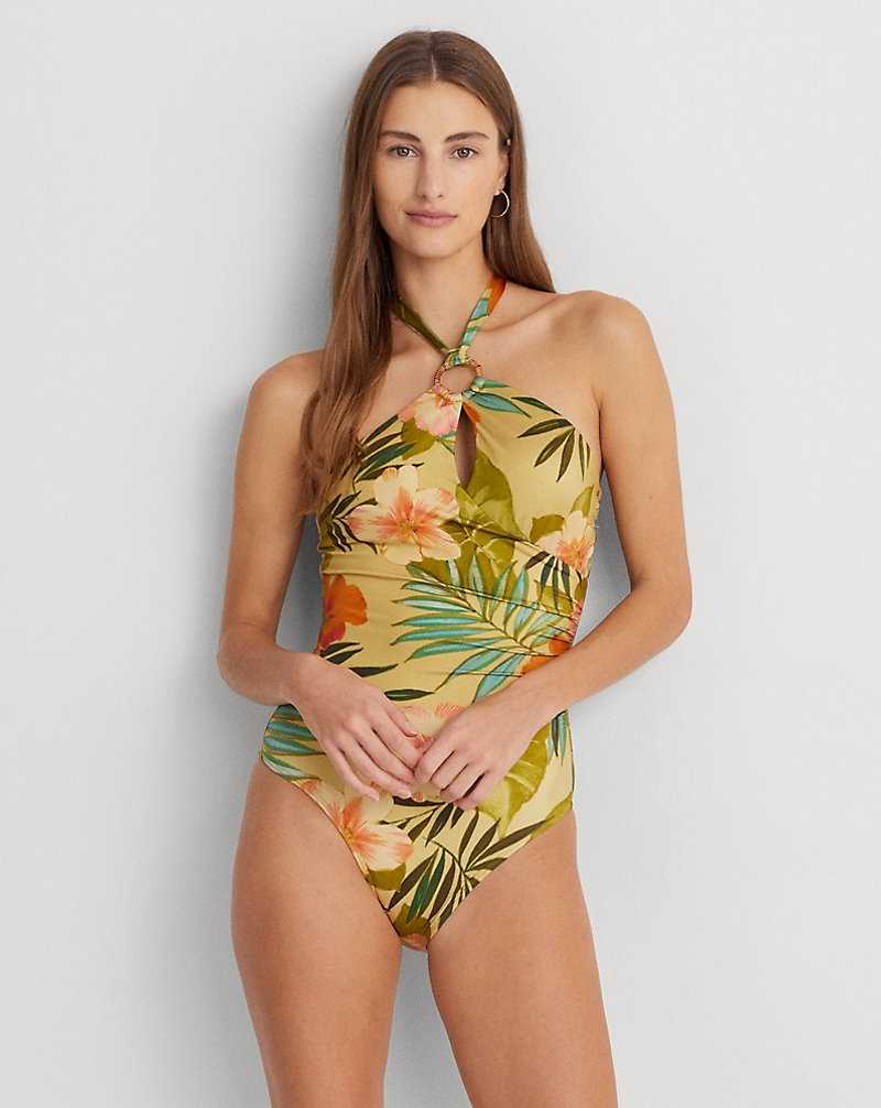 One Piece Swimsuits Ralph Lauren Print Ring-Front High-Neck Mujer Multi | PBSRATY-70 - vista 1