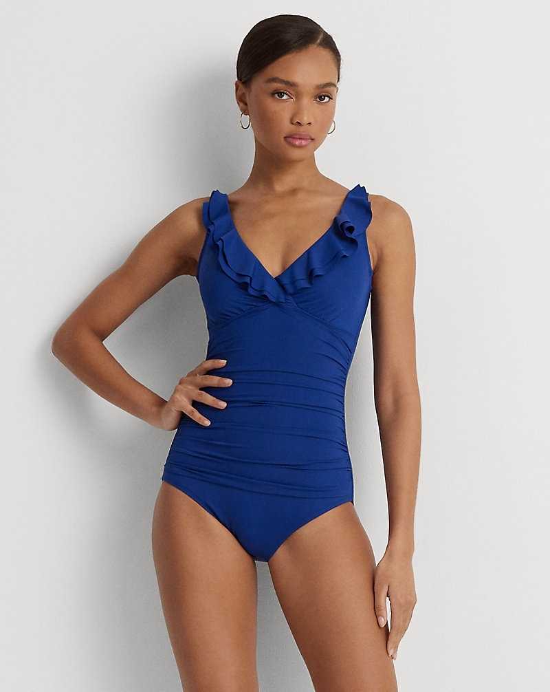 One Piece Swimsuits Ralph Lauren Ruffle-Trim Surplice Mujer Sapphire | XWROHKT-70 - vista 1