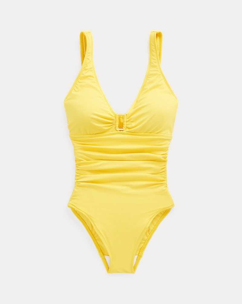 One Piece Swimsuits Ralph Lauren Shirred Ring-Front Mujer Amarillos | UXKWIQA-51 - vista 2