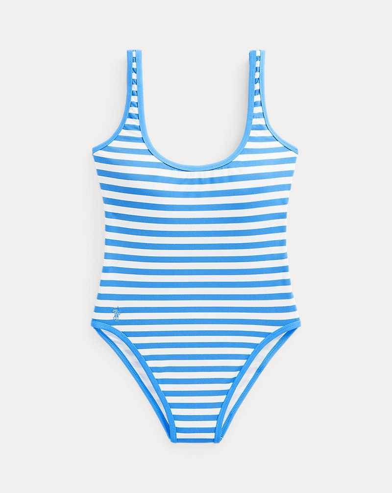 One Piece Swimsuits Ralph Lauren Striped Scoopback Mujer Azules Blancos | VTXRAJZ-69 - vista 2