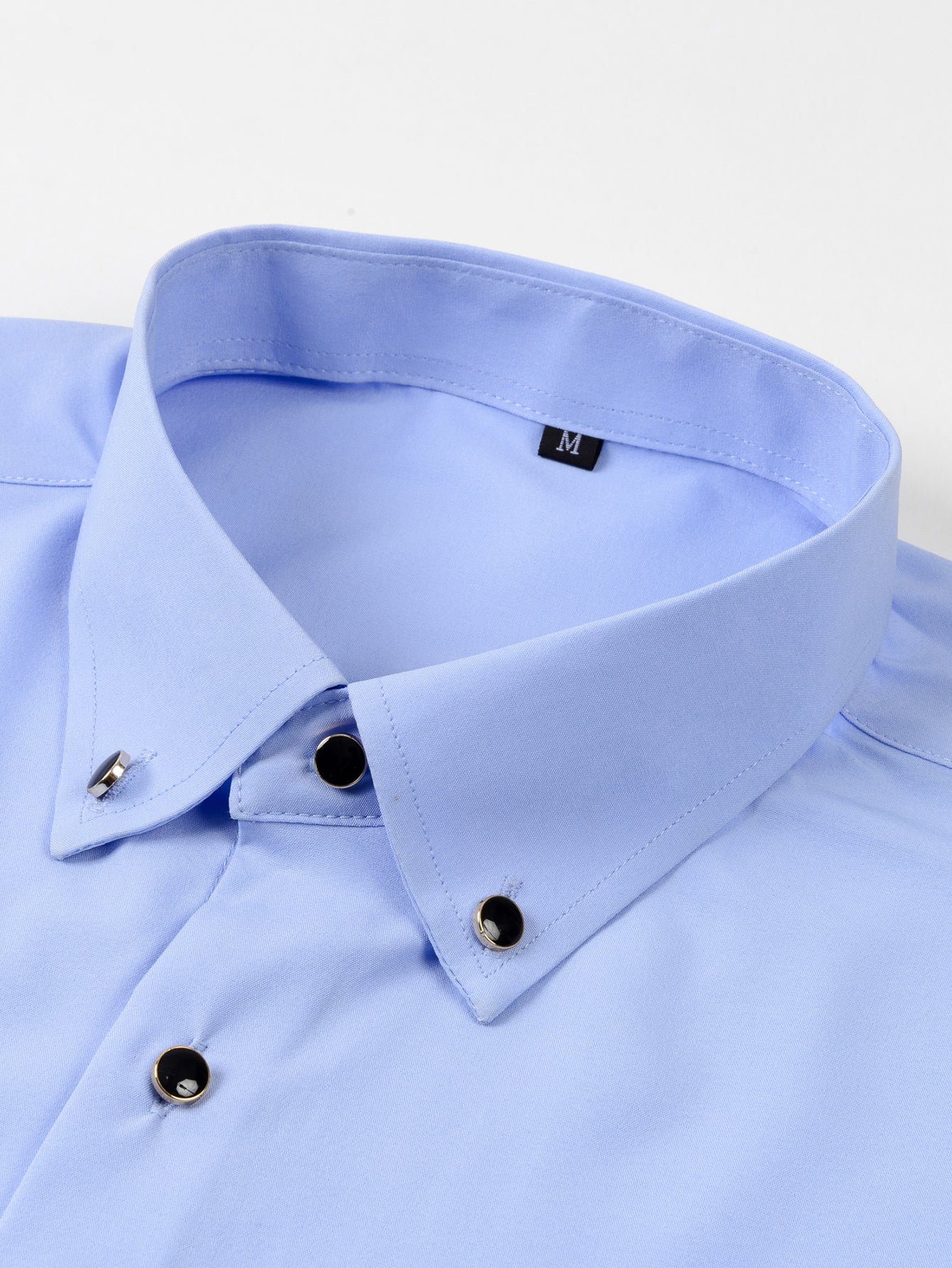 Camisa de vestir de manga larga with Faux Gemstone Metal Rim Buttons
