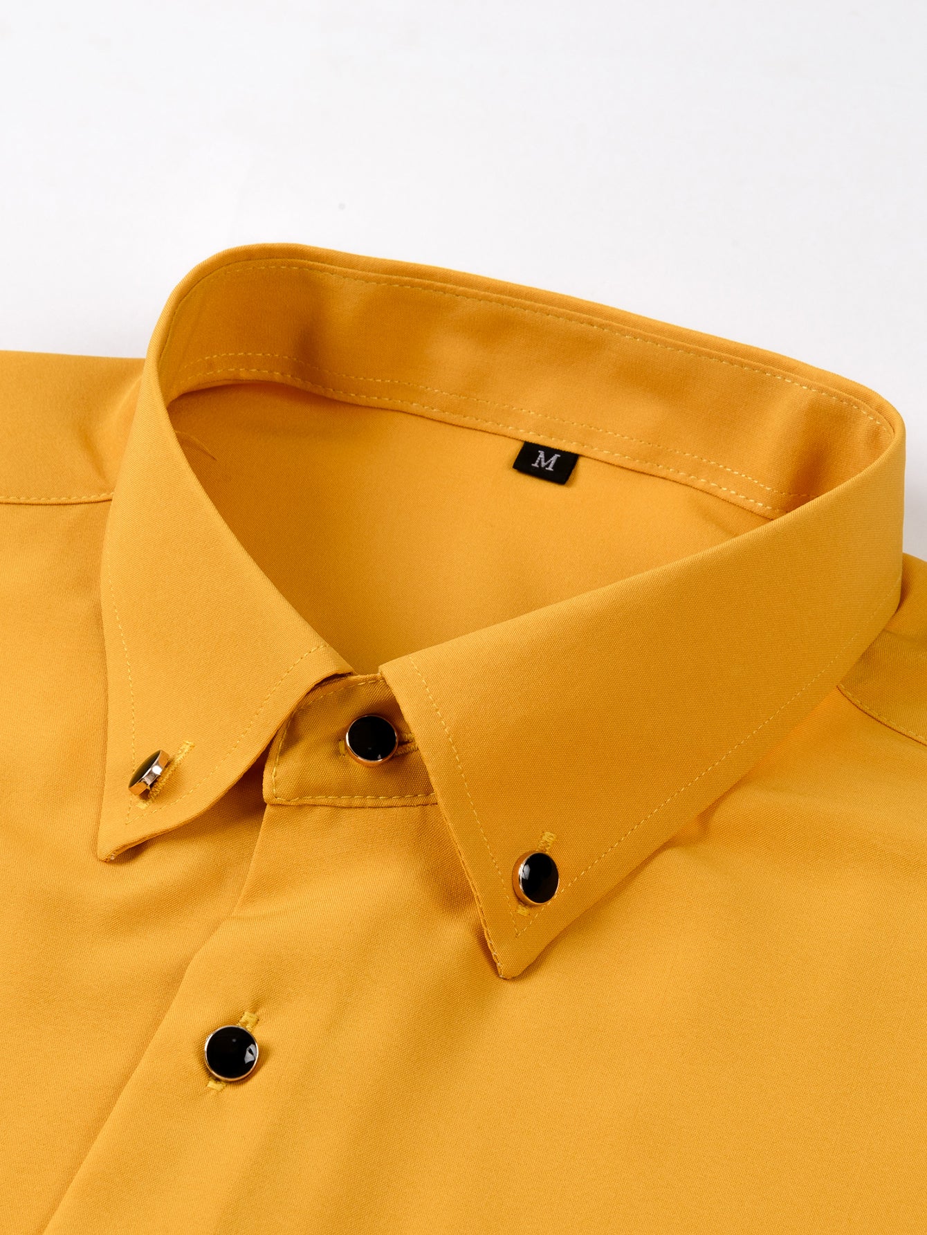 Camisa de vestir de manga larga with Faux Gemstone Metal Rim Buttons