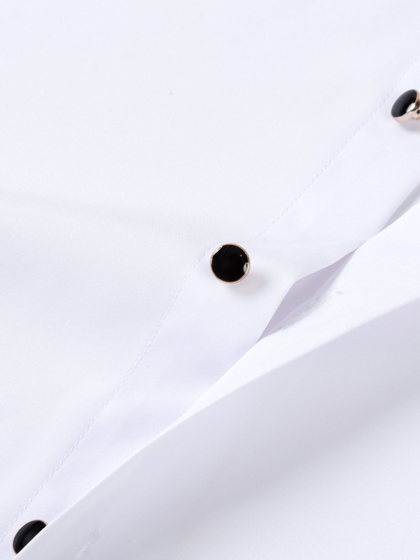 Camisa de vestir de manga larga with Faux Gemstone Metal Rim Buttons