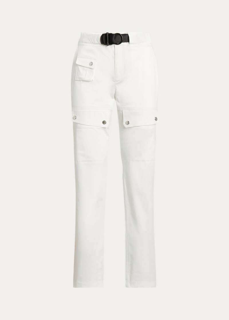 Pantalon Cargo Belted Sateen Mujer Blancos | RUPV15869 - vista 1