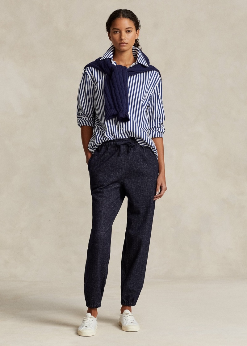 Pantalon Deportivo Herringbone Knit Jogger Mujer Azules | ADUS01578 - vista 1