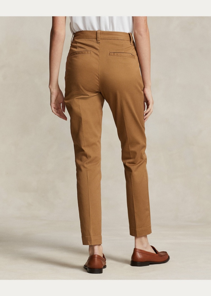Pantalones Chinos Cropped Slim Fit Twill Mujer Kaki | PDUZ72430 - vista 4