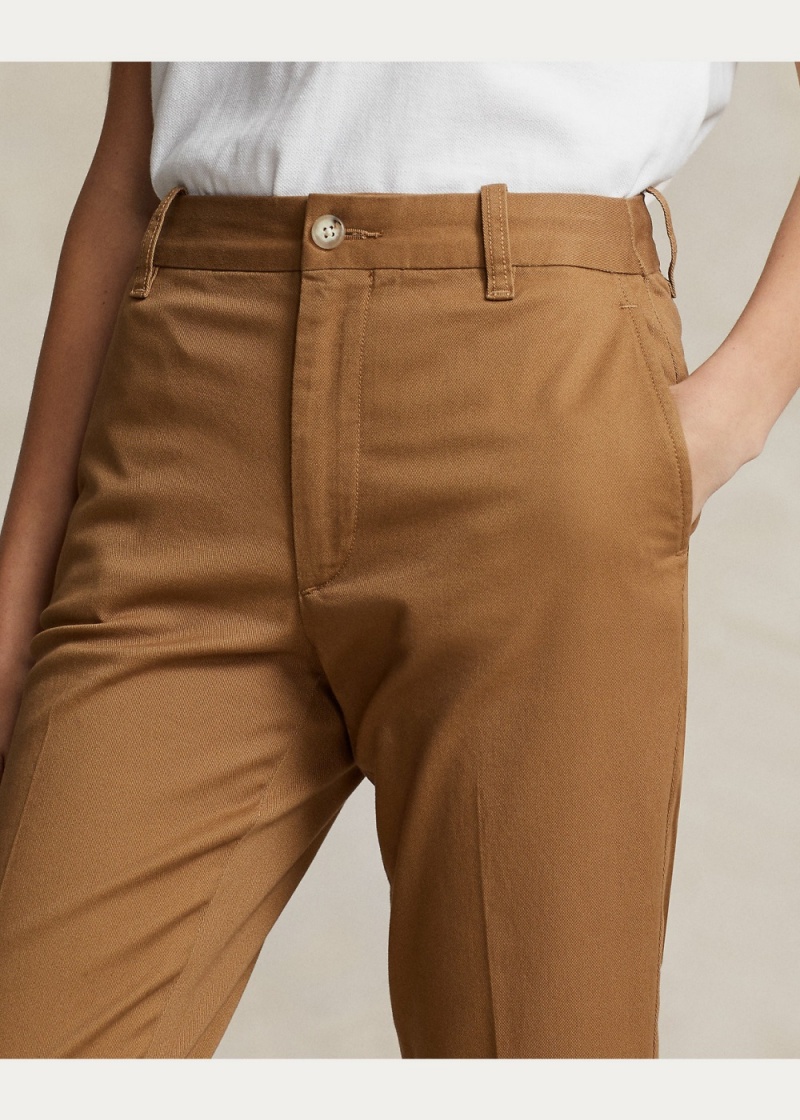 Pantalones Chinos Cropped Slim Fit Twill Mujer Kaki | PDUZ72430 - vista 5