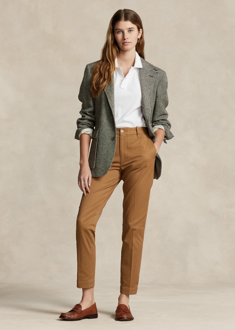 Pantalones Chinos Cropped Slim Fit Twill Mujer Kaki | PDUZ72430 - vista 1