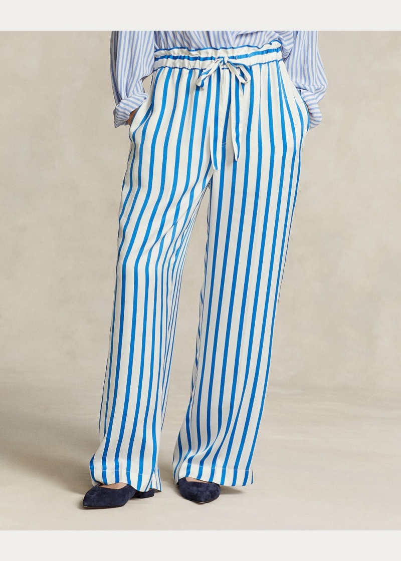 Pantalones A Rayas Silk Anchos-Leg Pant Mujer Stripes | GDJB98243 - vista 2