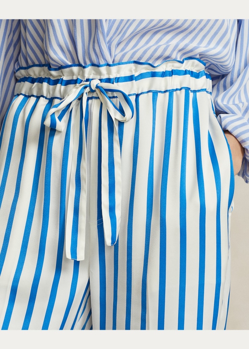 Pantalones A Rayas Silk Anchos-Leg Pant Mujer Stripes | GDJB98243 - vista 4