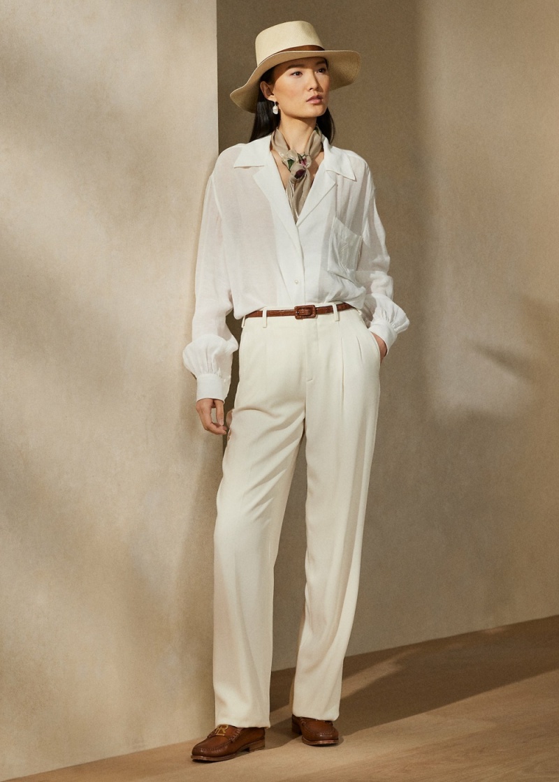 Pantalones Acklie Lana Gabardine Mujer Creme | SUTF52130 - vista 1