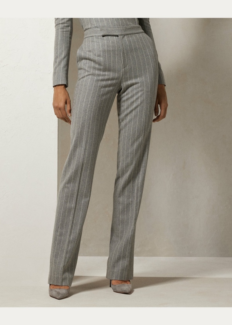 Pantalones Alecia Chalk-Stripe Flannel Pant Mujer Creme | ZTFK70283 - vista 2