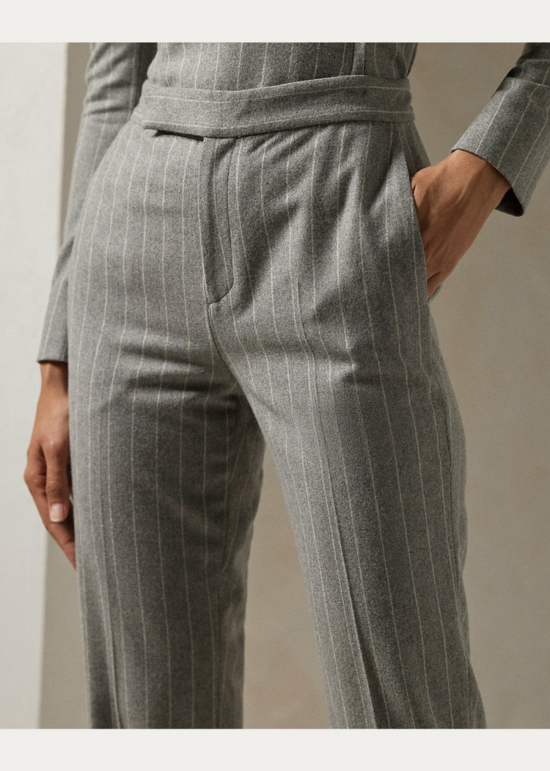 Pantalones Alecia Chalk-Stripe Flannel Pant Mujer Creme | ZTFK70283 - vista 4