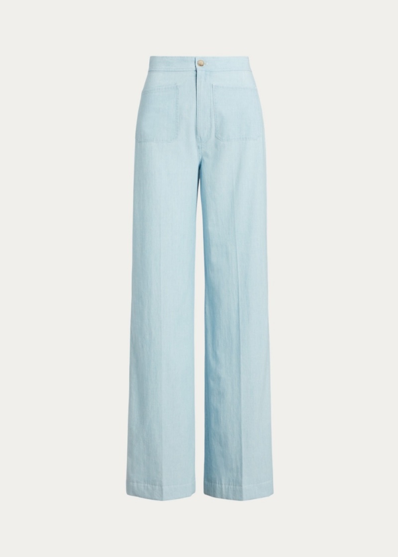 Pantalones Algodon Chambray Anchos-Leg Flare Pant Mujer Azul Marino | PZNI64813 - vista 2
