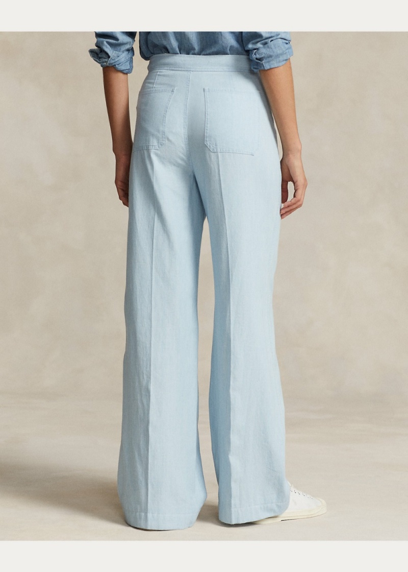 Pantalones Algodon Chambray Anchos-Leg Flare Pant Mujer Azul Marino | PZNI64813 - vista 4