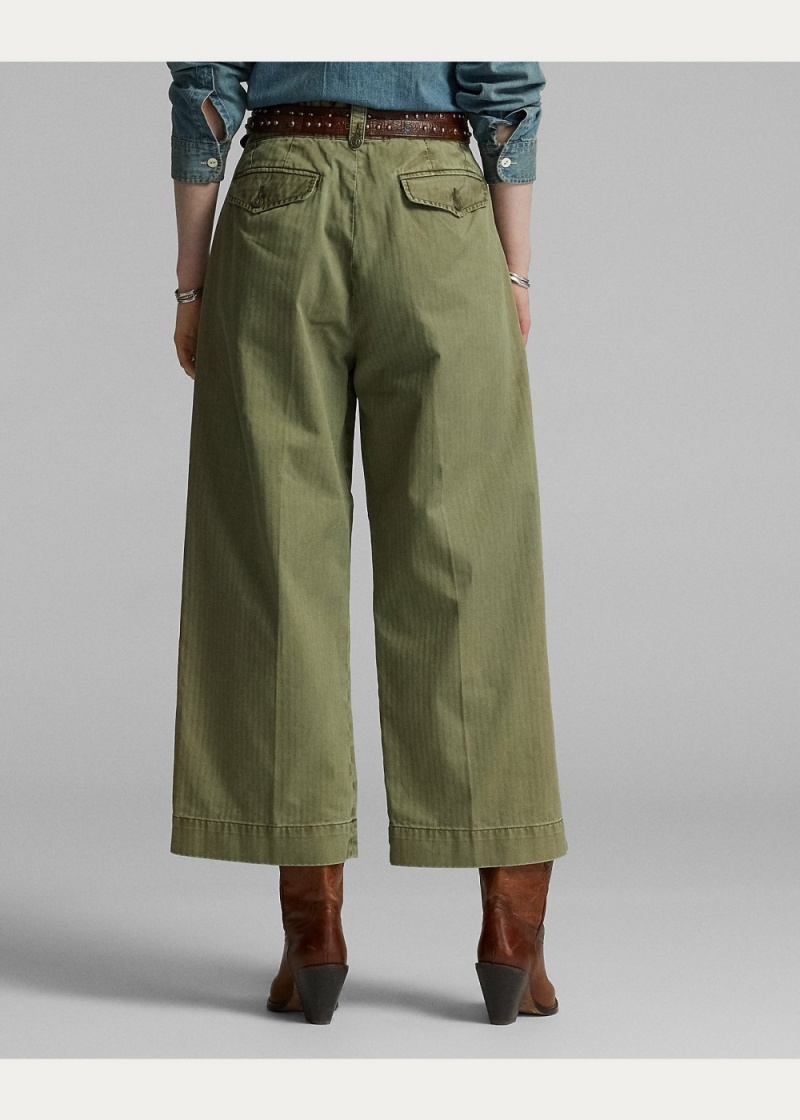 Pantalones Algodon Cropped Anchos-Leg Pant Mujer Verde Oliva | CAQR13845 - vista 4