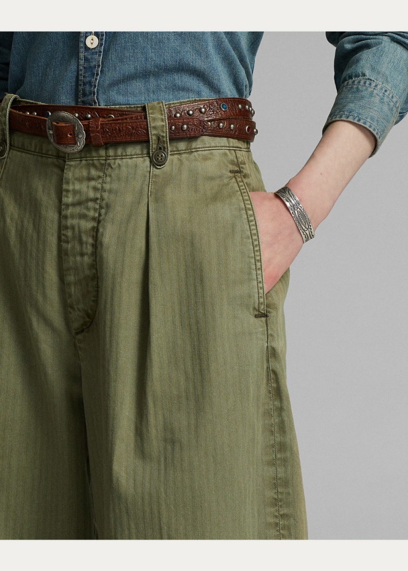 Pantalones Algodon Cropped Anchos-Leg Pant Mujer Verde Oliva | CAQR13845 - vista 5