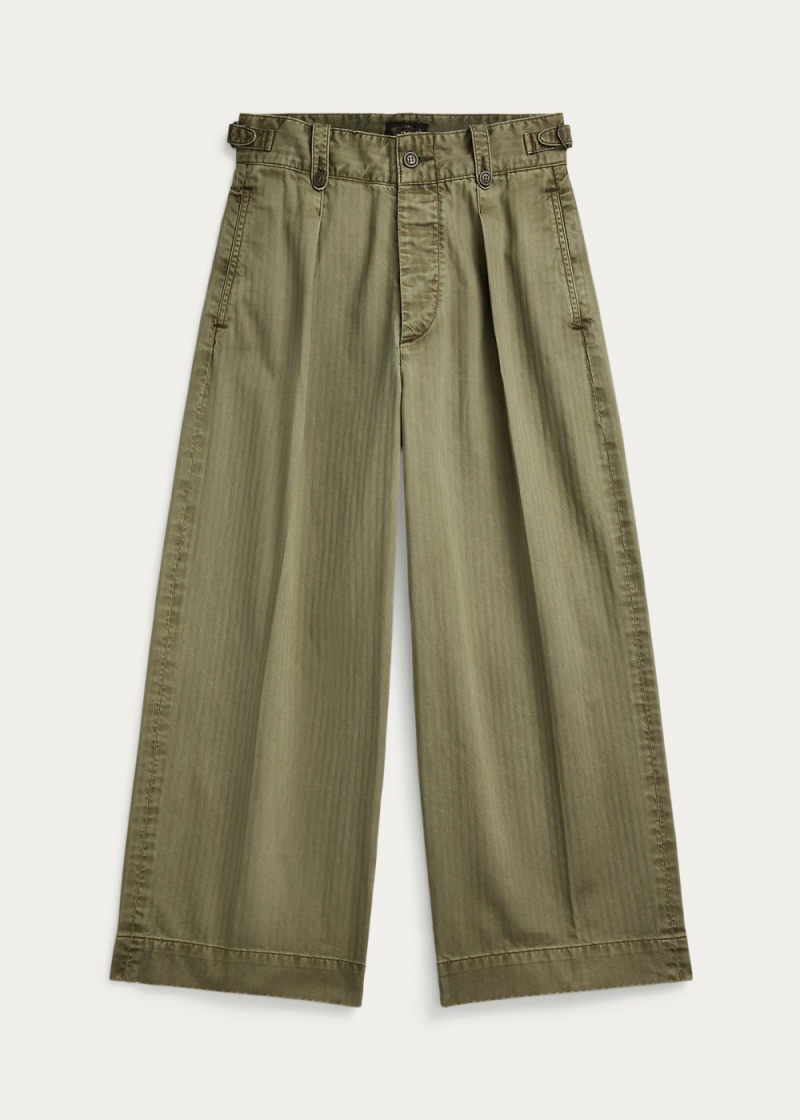 Pantalones Algodon Cropped Anchos-Leg Pant Mujer Verde Oliva | CAQR13845 - vista 1