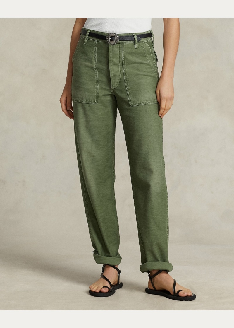 Pantalones Algodon Sateen Utility Mujer Verde Oliva | ADHX25394 - vista 2
