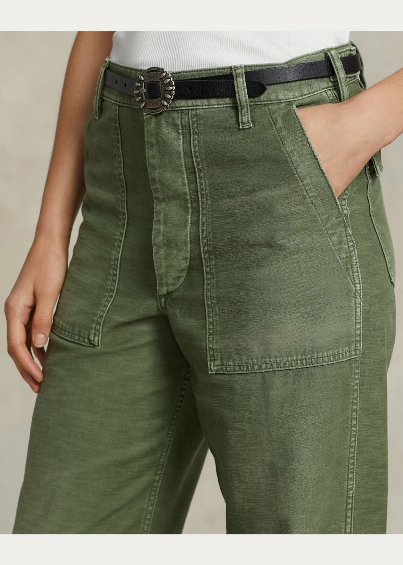 Pantalones Algodon Sateen Utility Mujer Verde Oliva | ADHX25394 - vista 4