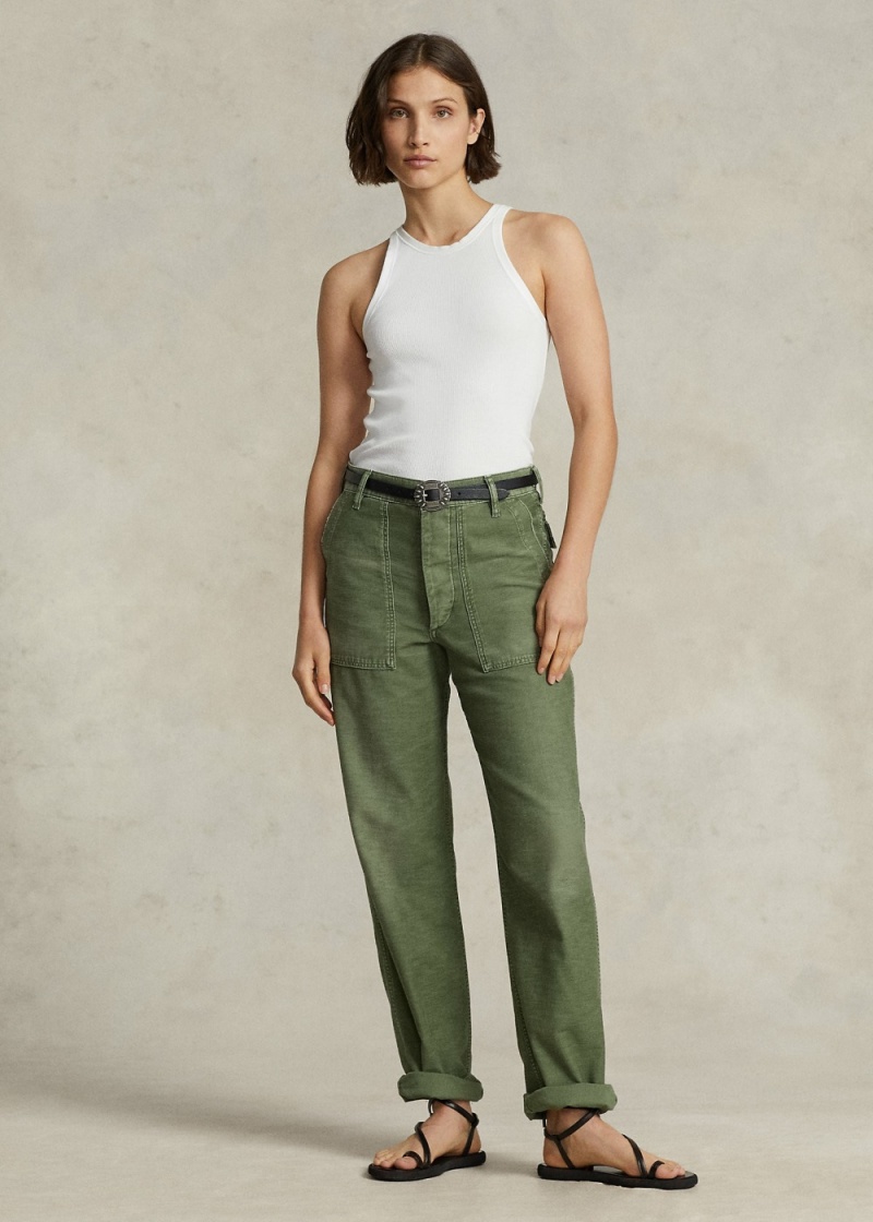 Pantalones Algodon Sateen Utility Mujer Verde Oliva | ADHX25394 - vista 1