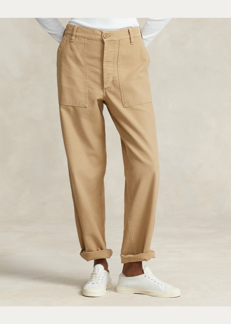 Pantalones Algodon Sateen Utility Mujer Kaki | XDBQ62185 - vista 3
