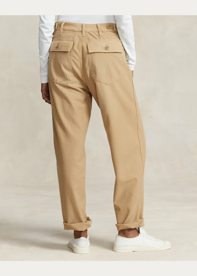 Pantalones Algodon Sateen Utility Mujer Kaki | XDBQ62185 - vista 4