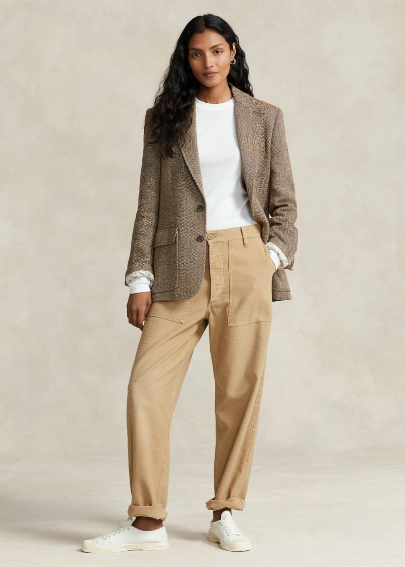 Pantalones Algodon Sateen Utility Mujer Kaki | XDBQ62185 - vista 1